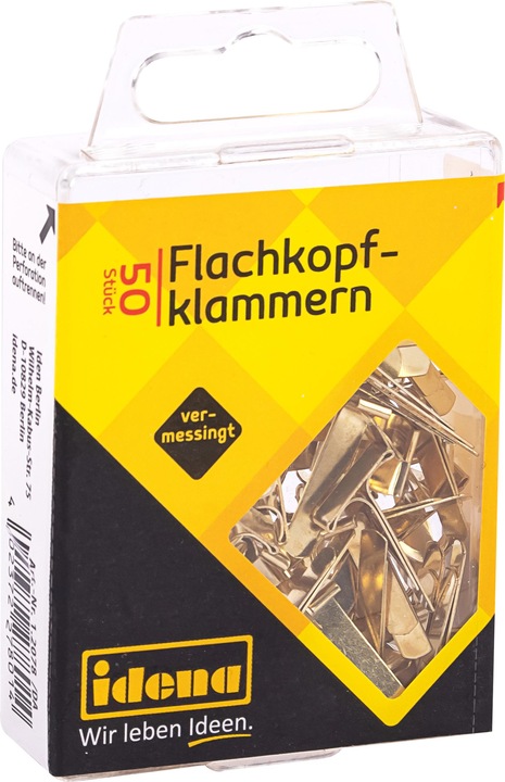 Produktbild Idena Flachkopfklammern 50Stk., vermessingt (50 x)
