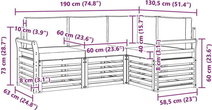 Produktbild vidaXL Outdoor-Sofa