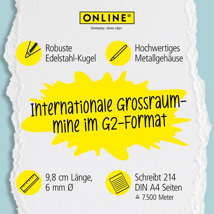 Produktbild Online Kugelschreibermine 70038 6 Stück Blau (Nachfülleinheit, Blau, 0.60 mm)