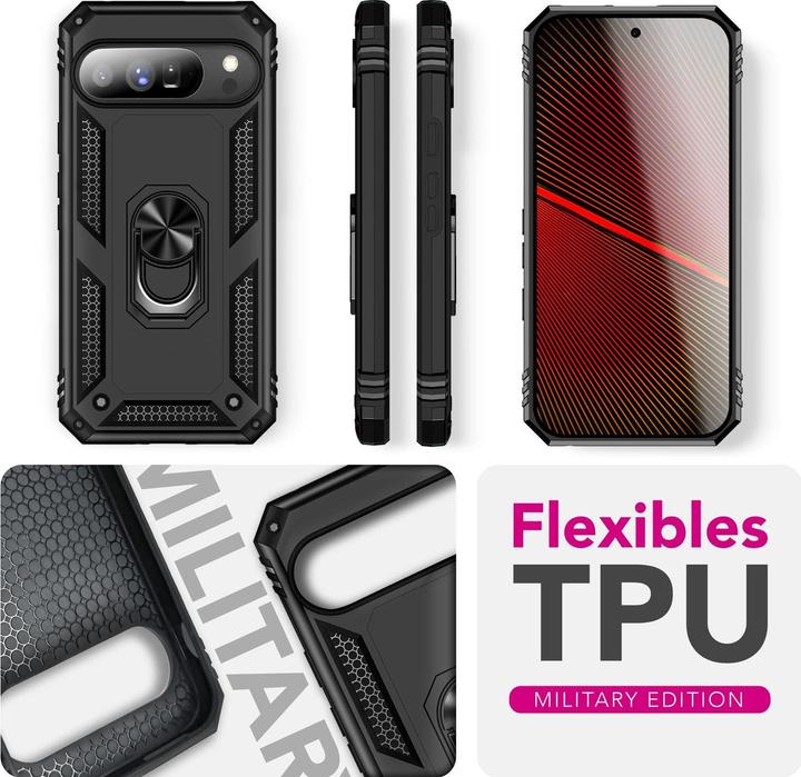 Produktbild Nalia Cover "RingDefend" - Robuste Panzer Hülle mit 360° Ring Halter & Ständer - Military Outdoor Case (Google Pixel 10 Pro)