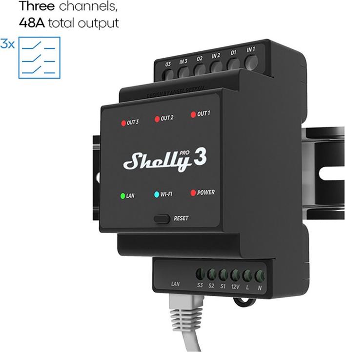 Image du produit Shelly Pro 3 (Actionneur de commutation)