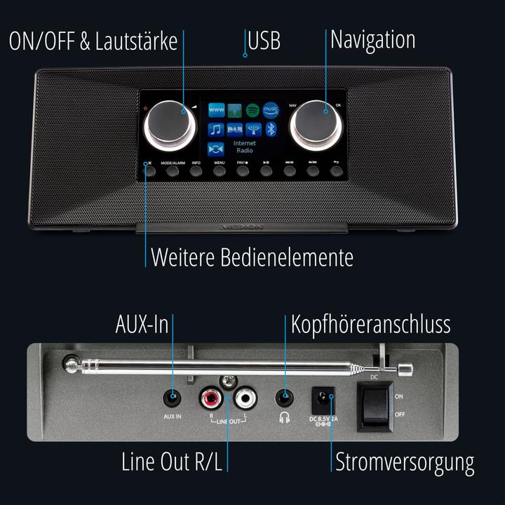 Image du produit Medion P85333 - DAB+ internetradio - Wifi - FM-ontvangst - Zwart (DAB+ DAB, AM, FM, MF, WiFi)