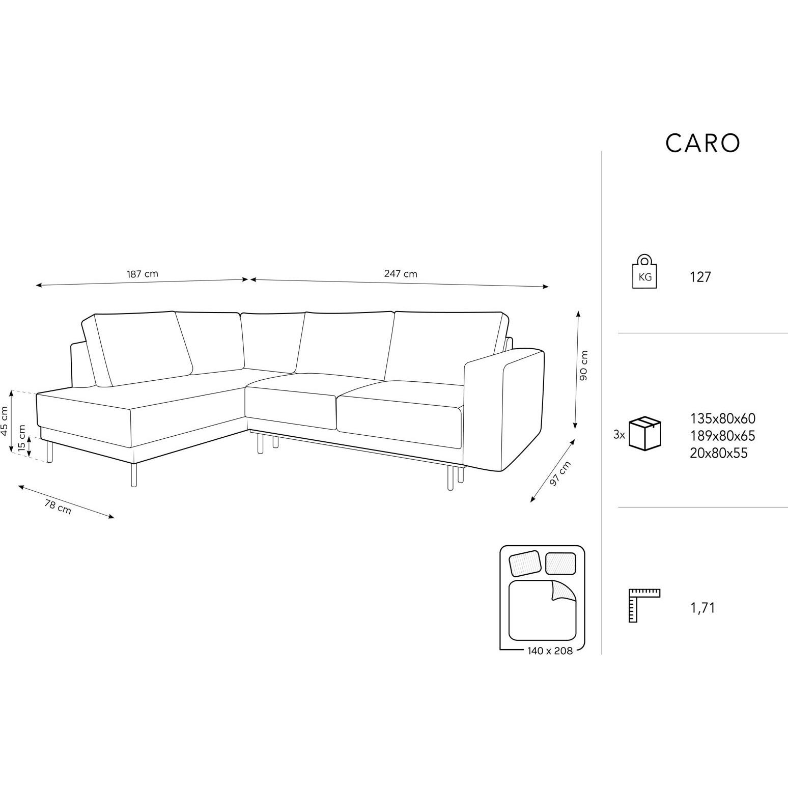 Thumbnail - Micadoni, Sofa, Caro (Ecksofa)