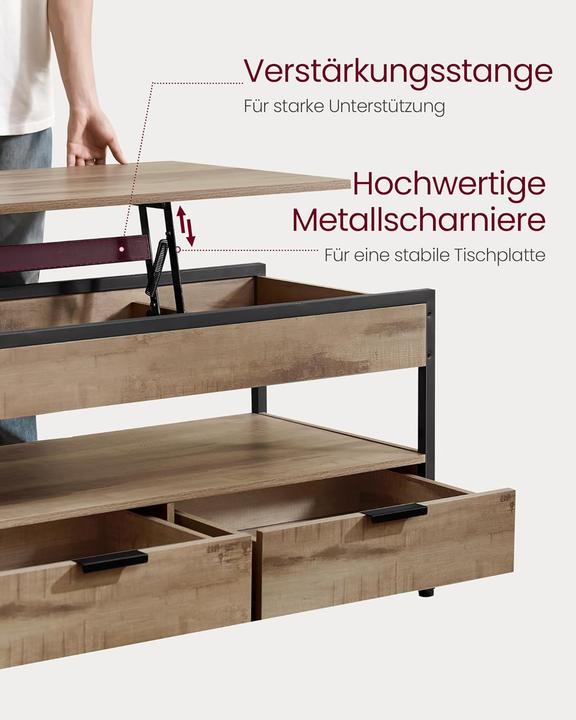Image du produit Vasagle Table basse réglable en hauteur (100 x 50 x 48 cm)