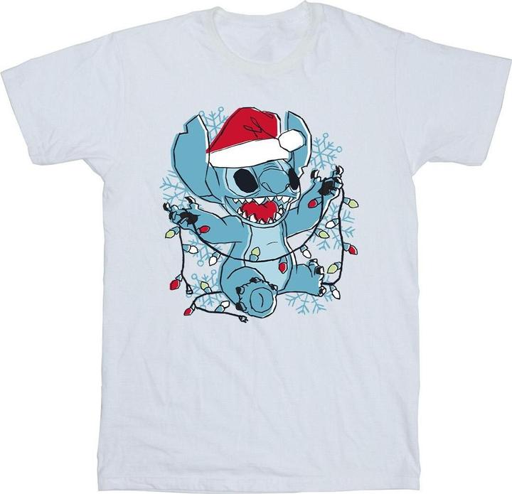 Produktbild Disney Lilo And Stitch Christmas Lights Sketch TShirt (L)