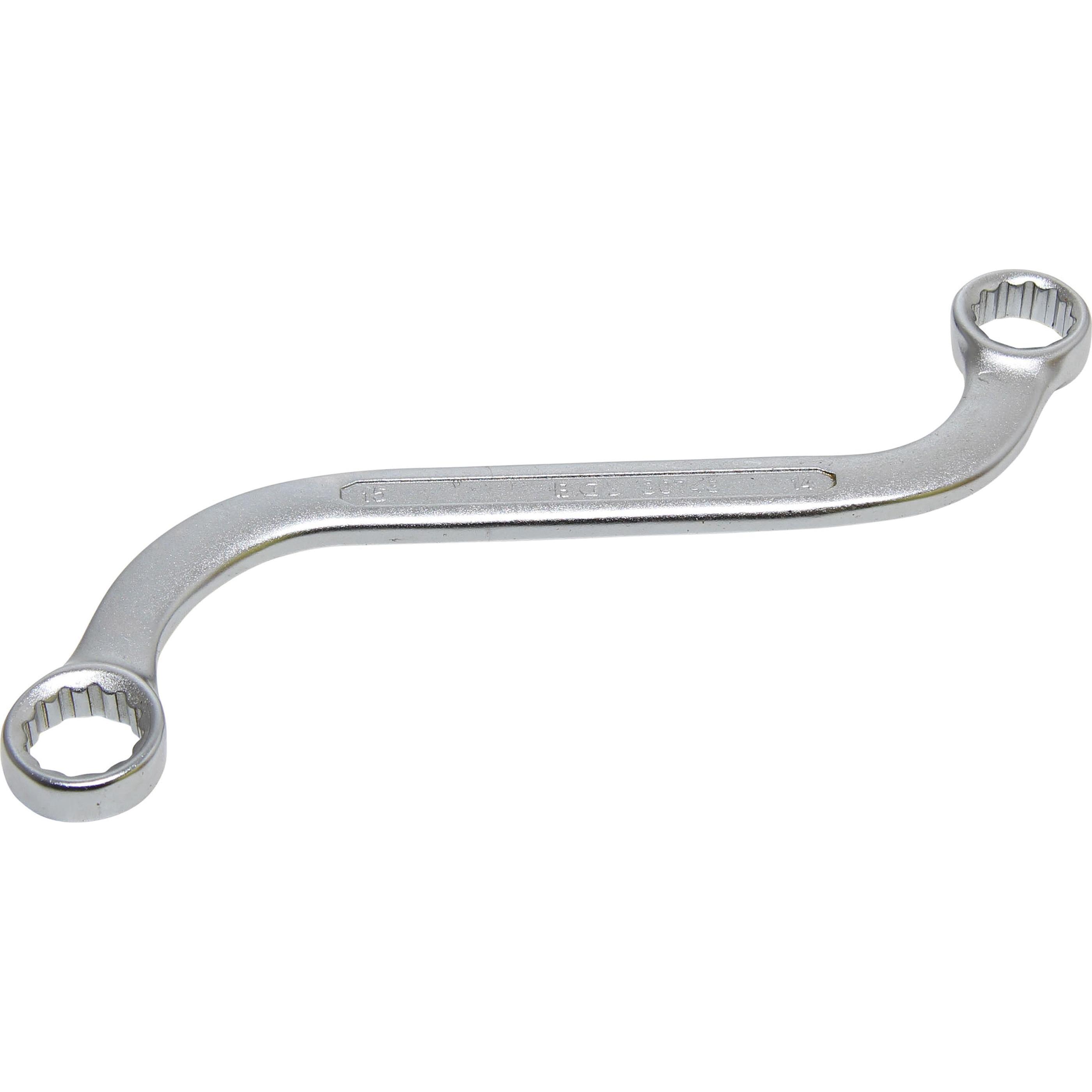 BGS, Schraubenschlüssel, S-Form Doppel-Ringschlüssel Zwölfkant SW 14 x 15 mm (15 mm, 14 mm)