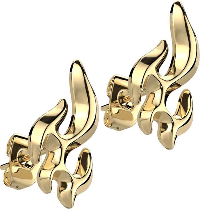 Produktbild Star Piercing Ohrstecker vergoldet Flamme (Messing, Chirurgenstahl 316L)