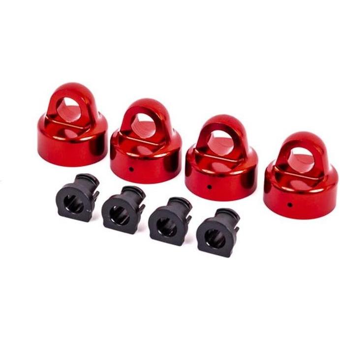 Traxxas tappi ammortizzatori gtx alluminio anodizzato rosso + distanziale (4 ciascuno) per slitta