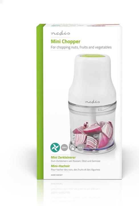 Produktbild Nedis KAMC100CWT Zerkleinerer für Lebensmittel 200 W 0.5 l Plastik 1-Speed Turbo Funktion Weiss (500 ml, 200 W)