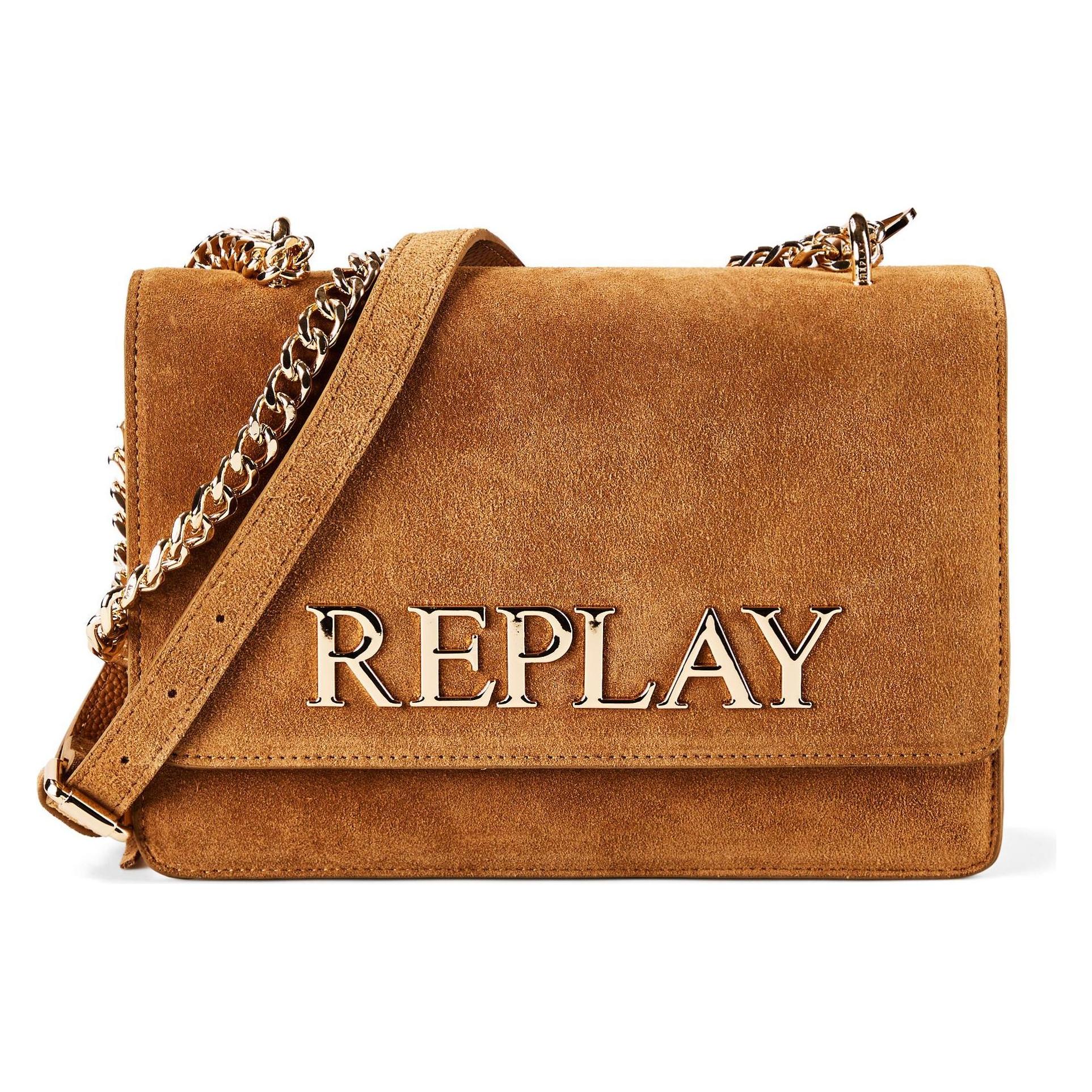 Replay, Damen, Handtasche, Umhängetasche Leder 25.5 Cm, Braun