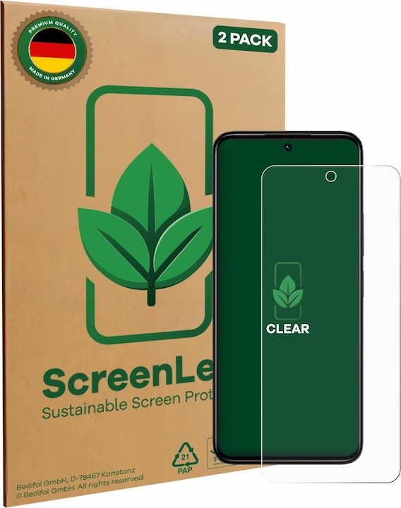 Produktbild ScreenLeaf Schutzfolie nachhaltiger Displayschutz Display Schutz Folie Klar Transparent (2 Stück, Xiaomi Redmi 13C 5G)