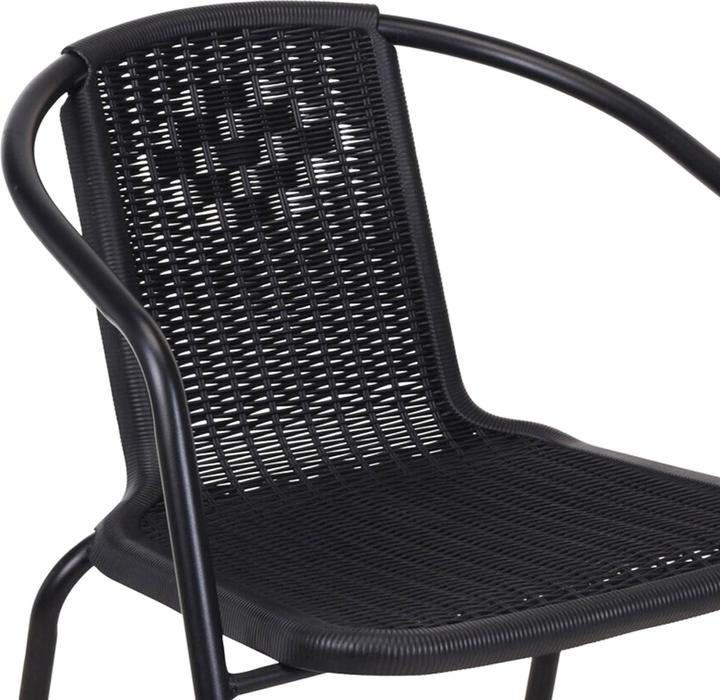 Produktbild Mojawo 2 Stück Stabiler Rattan-Design Bistrostuhl Stapelstuhl Stahl schwarz
