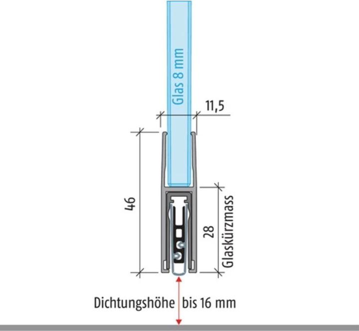 Planet Door drop-down seal KG-F8, narrow, silicone RD