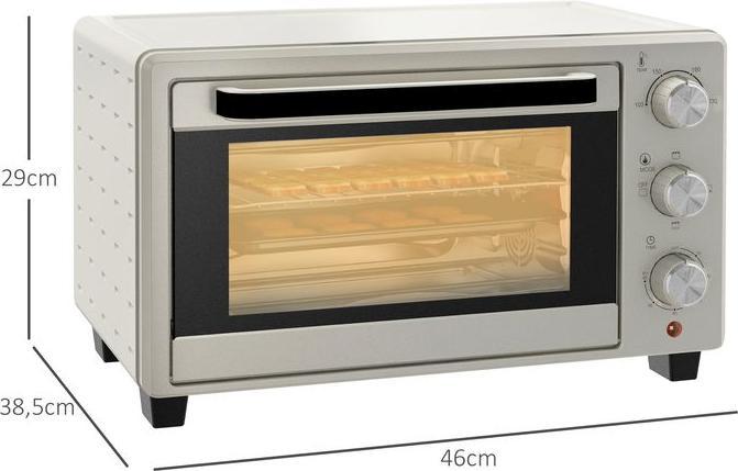 Actual product image Swisshandel24 Mini oven, 3 modes, up to 230° C, 1400W, with accessories, 46x38.5x29cm, cream