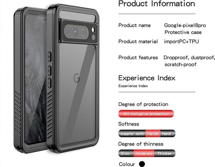 Image du produit Redpepper Google Pixel 8 Pro - IP68 FS Series Wasserdichtes Outdoor Case, schwarz (Google Pixel 8 Pro)