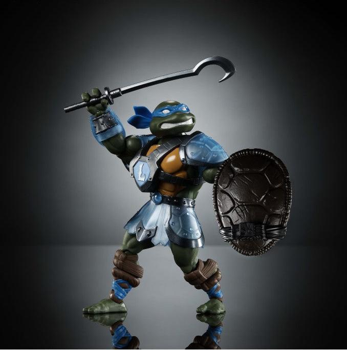 Actual product image Mattel MOTU x TMNT: Turtles of Grayskull action figure Leonardo 14 cm