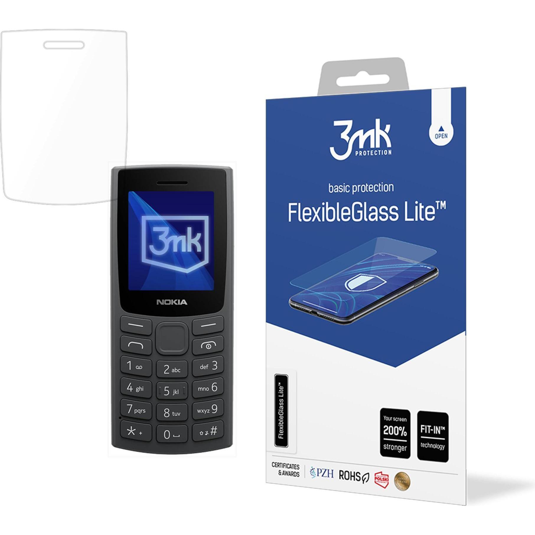3MK FlexibleGlass Lite pro Nokia 105 (2023) (5903108624510) (1 Stück, Nokia 105), Smartphone Schutzfolie, Schwarz