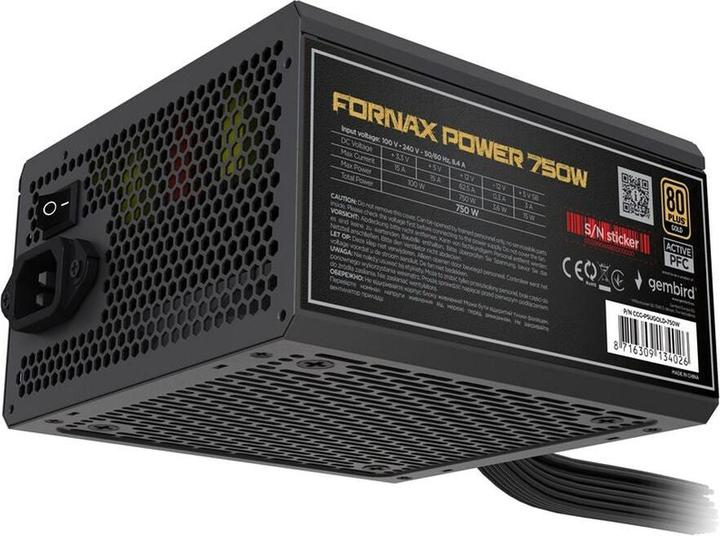Produktbild Gembird CCC-PSUBRONZE-750W Netzteil Fornax Power 750W aktive PFC 12cm Lüfter 80+Bronze (750 W)