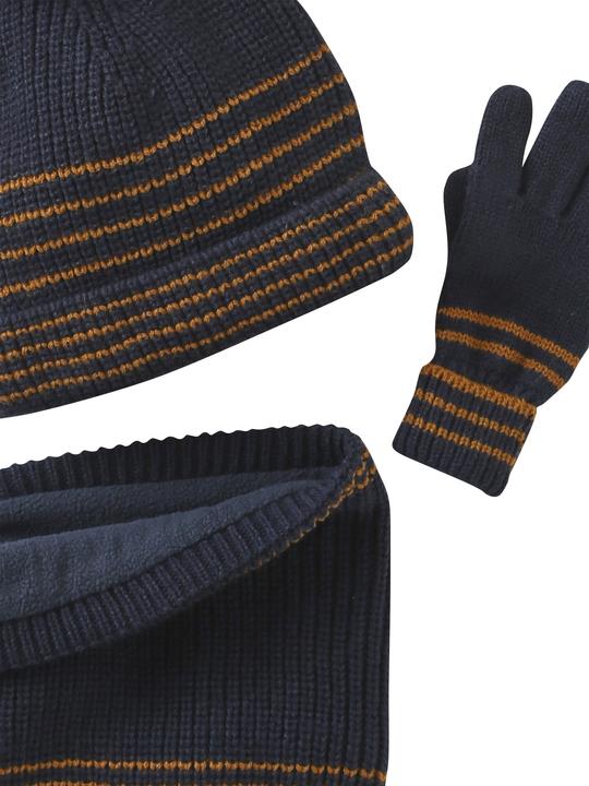 Immagine prodotto Vertbaudet Jungen Set: Mütze, Snood und Handschuhe gestreift (104, 116)