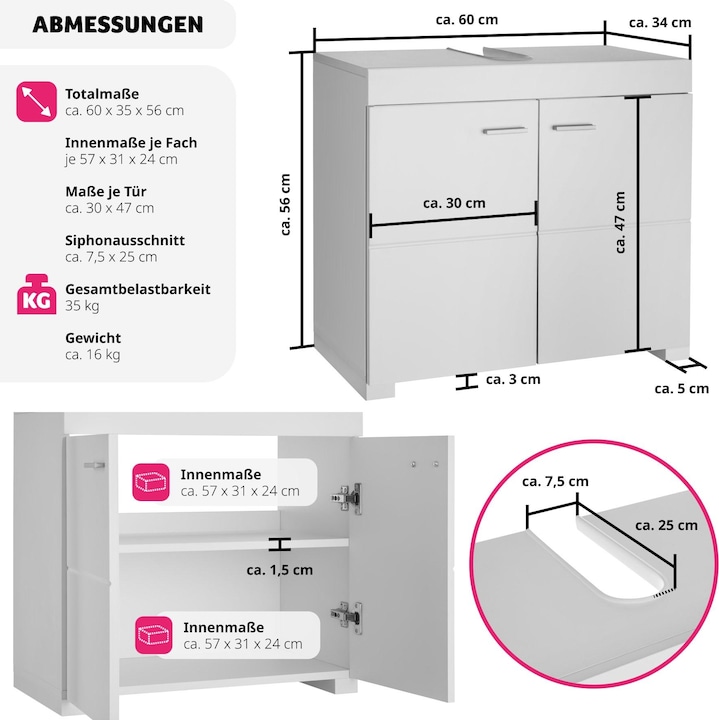 Actual product image tectake Idris (60 x 35 x 56 cm)