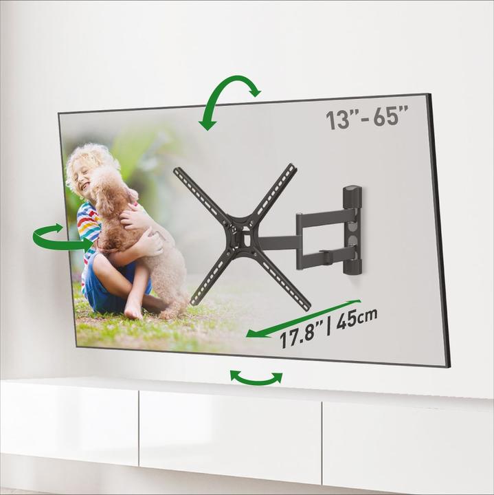 Actual product image Barkan BM343LP for 13"-65" flat/curved TV, 4 hinges, wall mounted, extended (Wall, 36.20 kg, 13" - 65")
