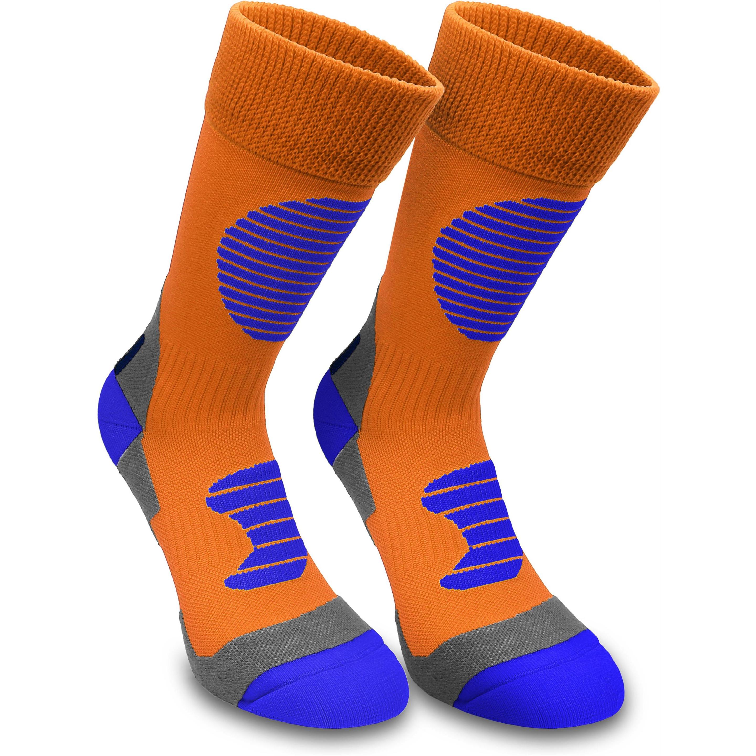 Normani, Herren, Socken, 3 Paar Sportsocken mit Schienbein- und Fussrückenpolster, Orange, Blau, (3er Pack, 39 - 42)