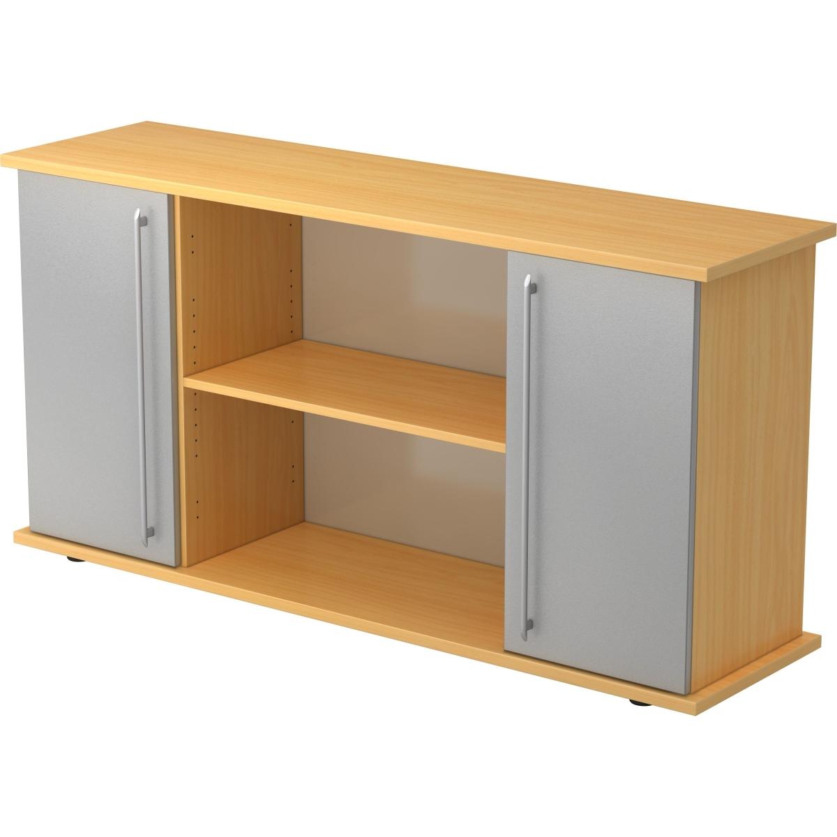 Hammerbacher, Aktenschrank, Sideboard 2 Türen 166cm RE Buche/Silber