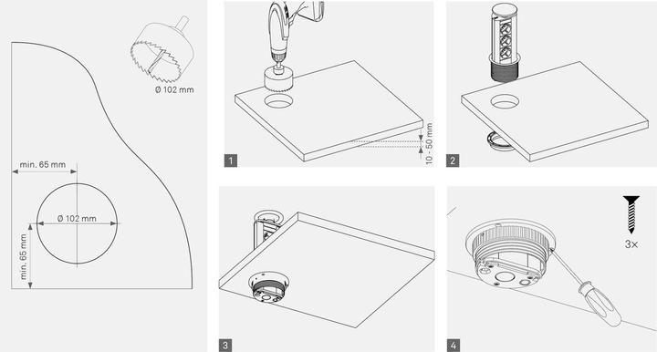 Actual product image Evoline Socket outlet lift (3x, Type 23, USB-C, 3 m)