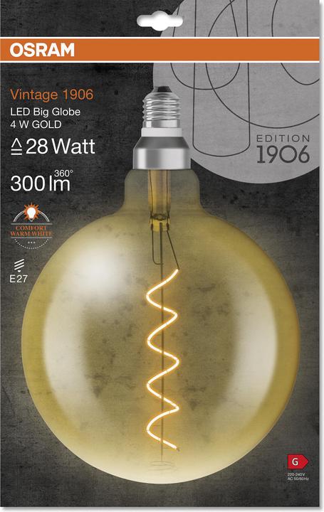 Actual product image Osram Vintage 1906 Led Classic Globe (E27, 5 W, 300 lm, 1 x, G)