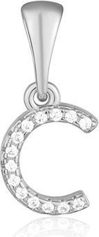 JVD Silver pendant with zircons letter "C" SVLP0948XH2BI0C