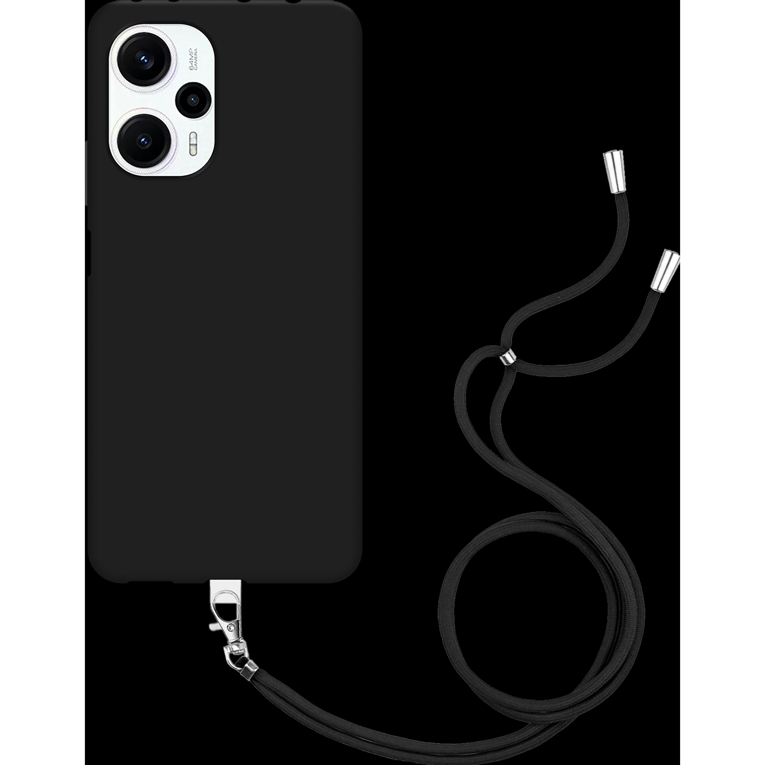 Thumbnail - Cazy Handykette Hülle Kompatibel mit Xiaomi Poco F5 - Silikon Handyhülle mit Band Necklace Hülle -, Handykette, Schwarz
