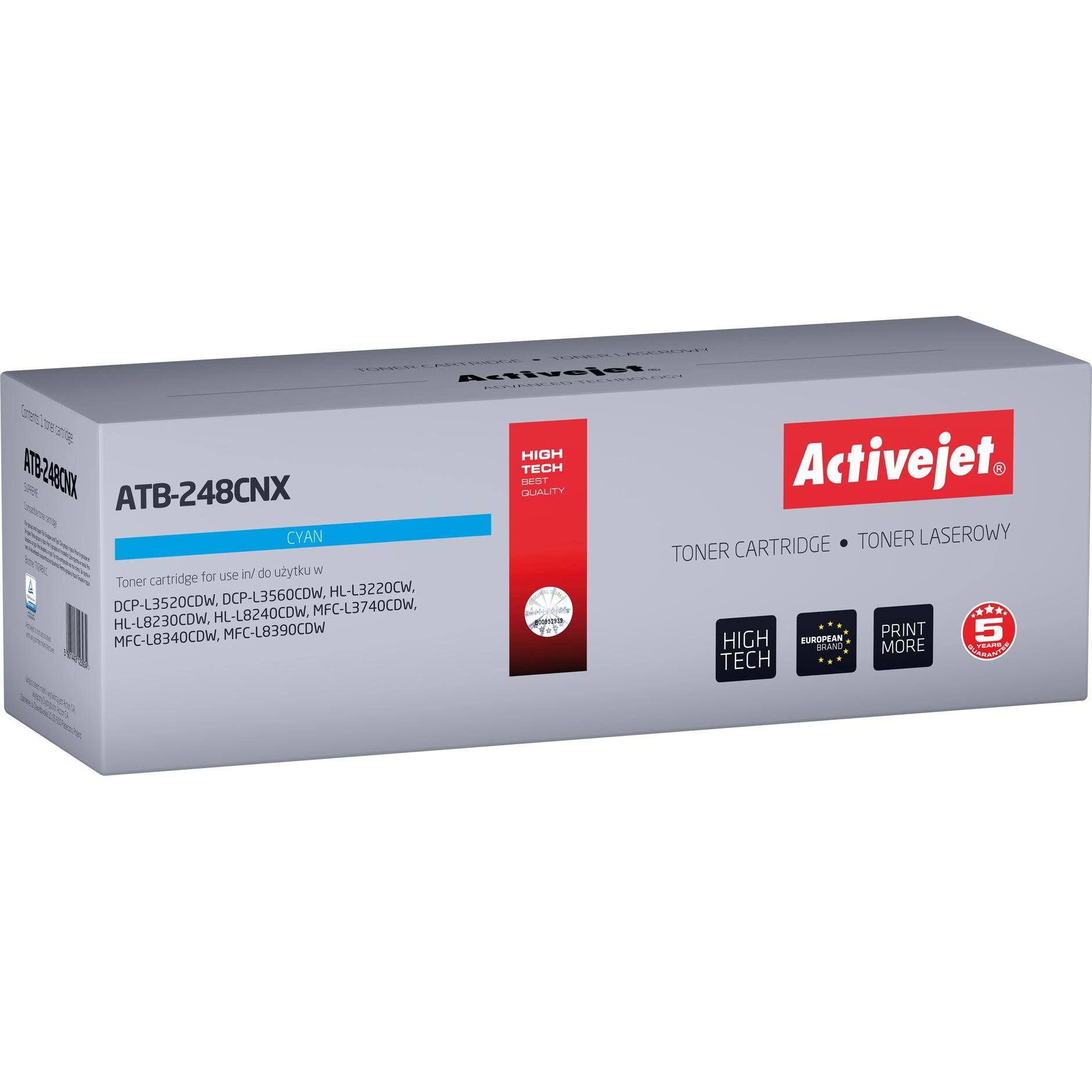 Activejet, Toner, ATB-248CNX Toner für Brother Drucker Ersatz Brother TN248XLC Supreme 2300 Seiten blau)