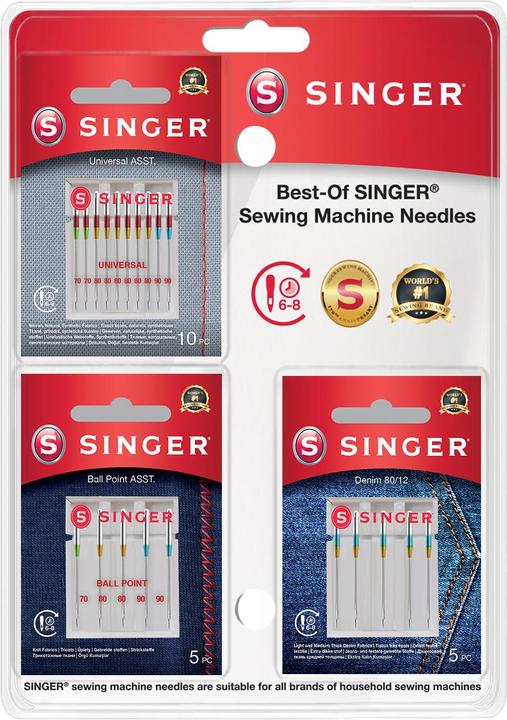 Singer Les meilleures aiguilles pour machines à coudre, gamme de 3 pièces