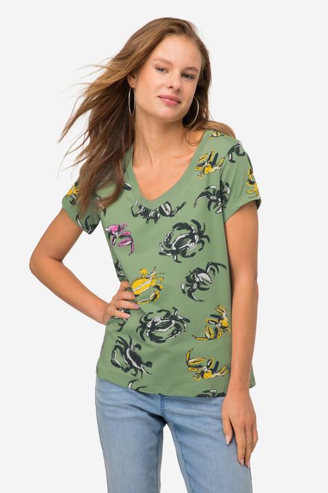 Produktbild Laurasøn T-Shirt, Krabben Print, V-Ausschnitt, Halbarm (L)