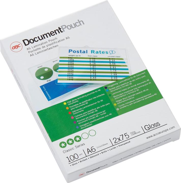 Produktbild GBC DOCUMENT POUCH - Heisslaminier-Folientaschen (A6, 100 Stück, 75 µm)