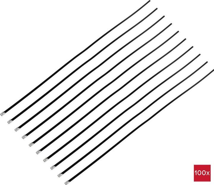 Actual product image Tru Components TC-12647628 Steel cable tie 840 mm 7.9 mm AISI 304 with coating (Metal cable ties, 840 mm, 100 pcs.)