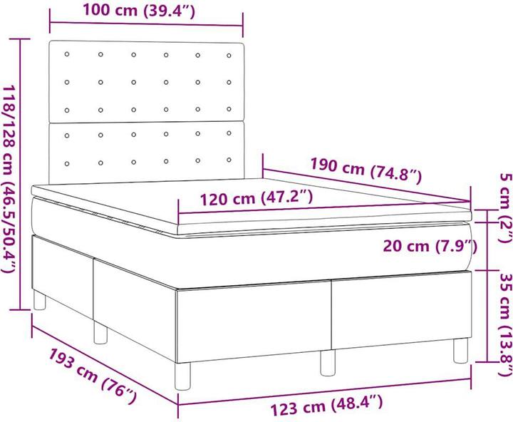 Image du produit vidaXL Boxspringbett (120 x 190 cm)