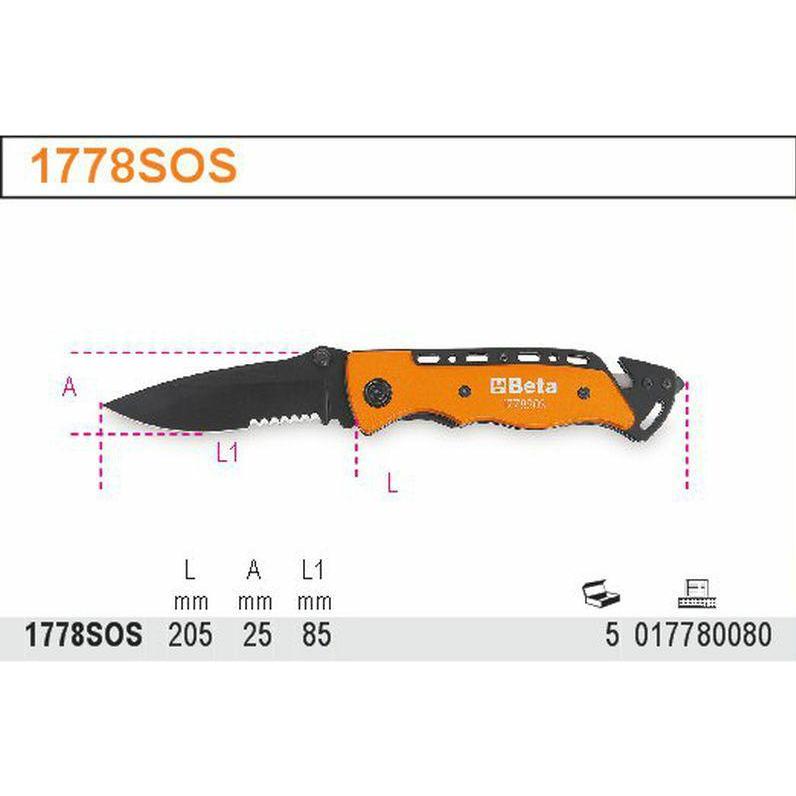 BETA, Accessori da viaggio, Nóż Samochodowy Z Funkcją Przecinania Pasów /10szt. W Ekspozytorze, (Imbottitura aggiuntiva)