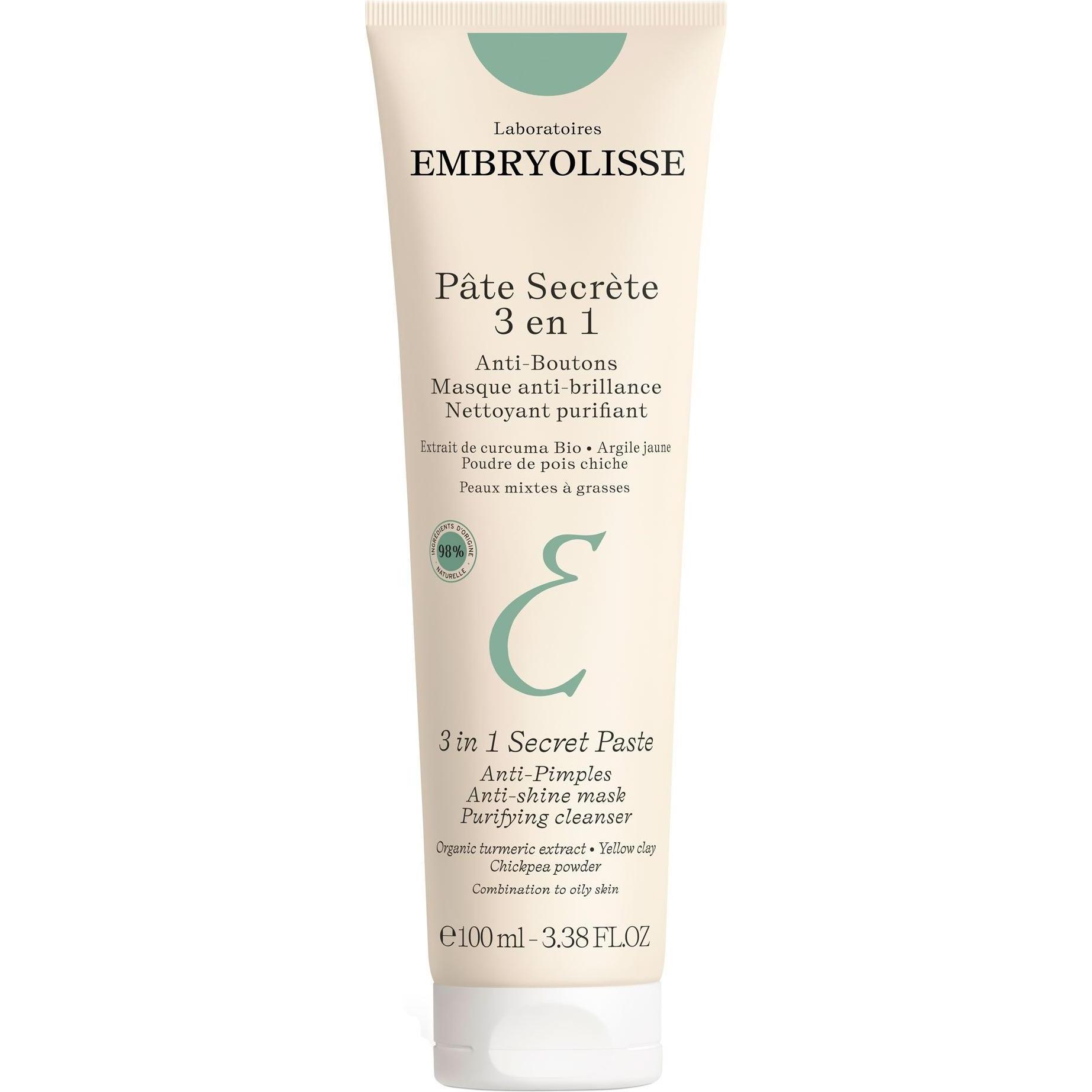 Embryolisse, Nettoyant pour le visage, 3 In 1 Pâte secrète (Lingettes nettoyantes pour le visage, 100 g)