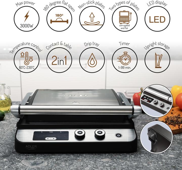 Produktbild Adler AD 3059 contact grill (3 kW)