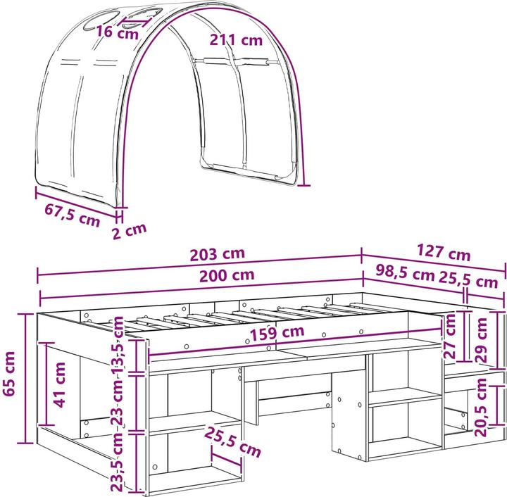 Produktbild vidaXL Bettrahmen (98.50 x 200 cm)