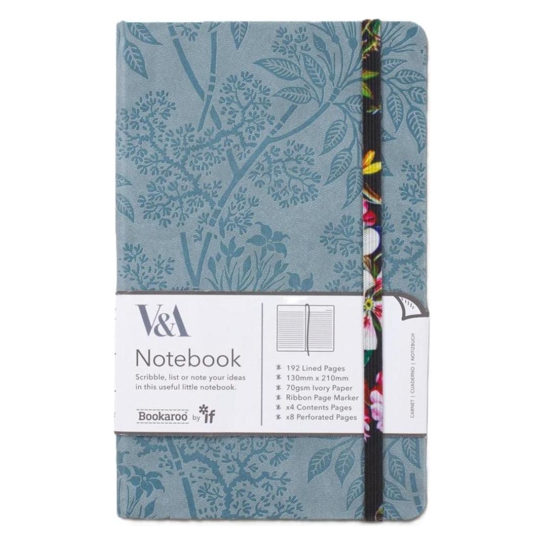 If, Notitieboekje + Schrijfblok, Bookaroo Notizbuch, Tagebuch, A5, Kilburn, Schwarzes Blumenmuster (A5, Rijen, Hardcover)