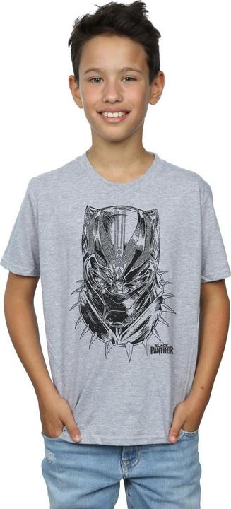 Actual product image Boys Black Panther Spray Headshot T-Shirt (140, 146)