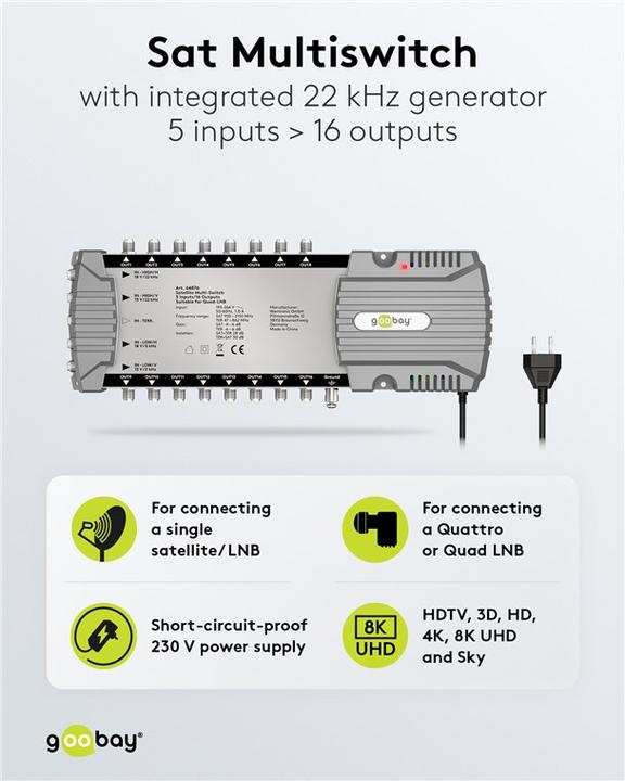 Image du produit Goobay Commutateur multiple satellite 5 entrées/16 sorties (Multi commutateur)