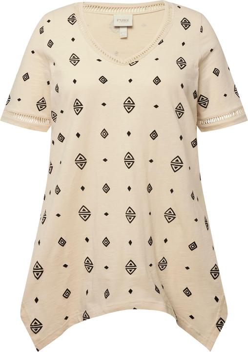 Immagine prodotto Ulla Popken T-shirt di cotone biologico con rombi, scollatura a V e mezze maniche (46, 48)