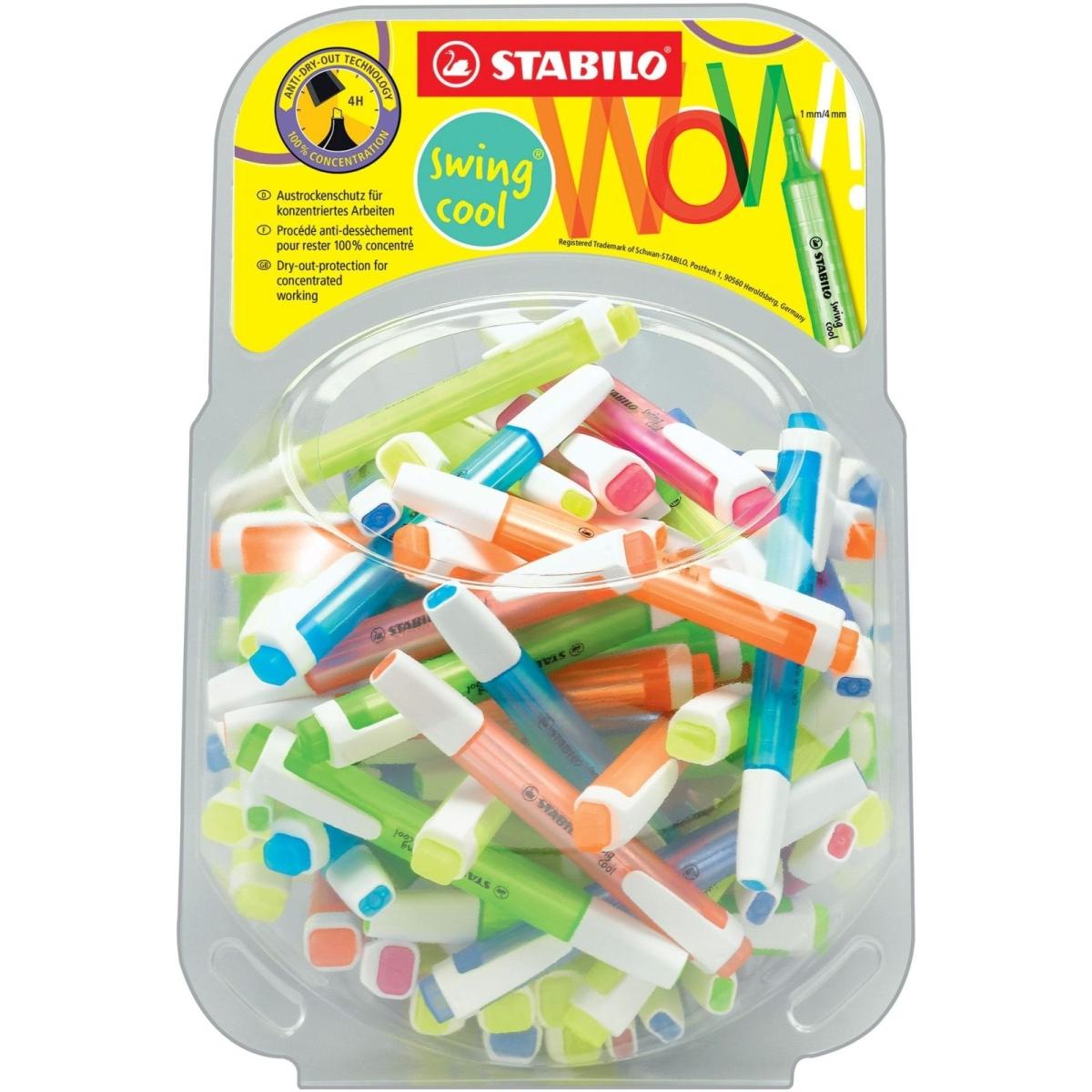 STABILO, Marker, Textmarker swing cool Bonbonglas VE=100 Stück (Farbig sortiert, 100 x)