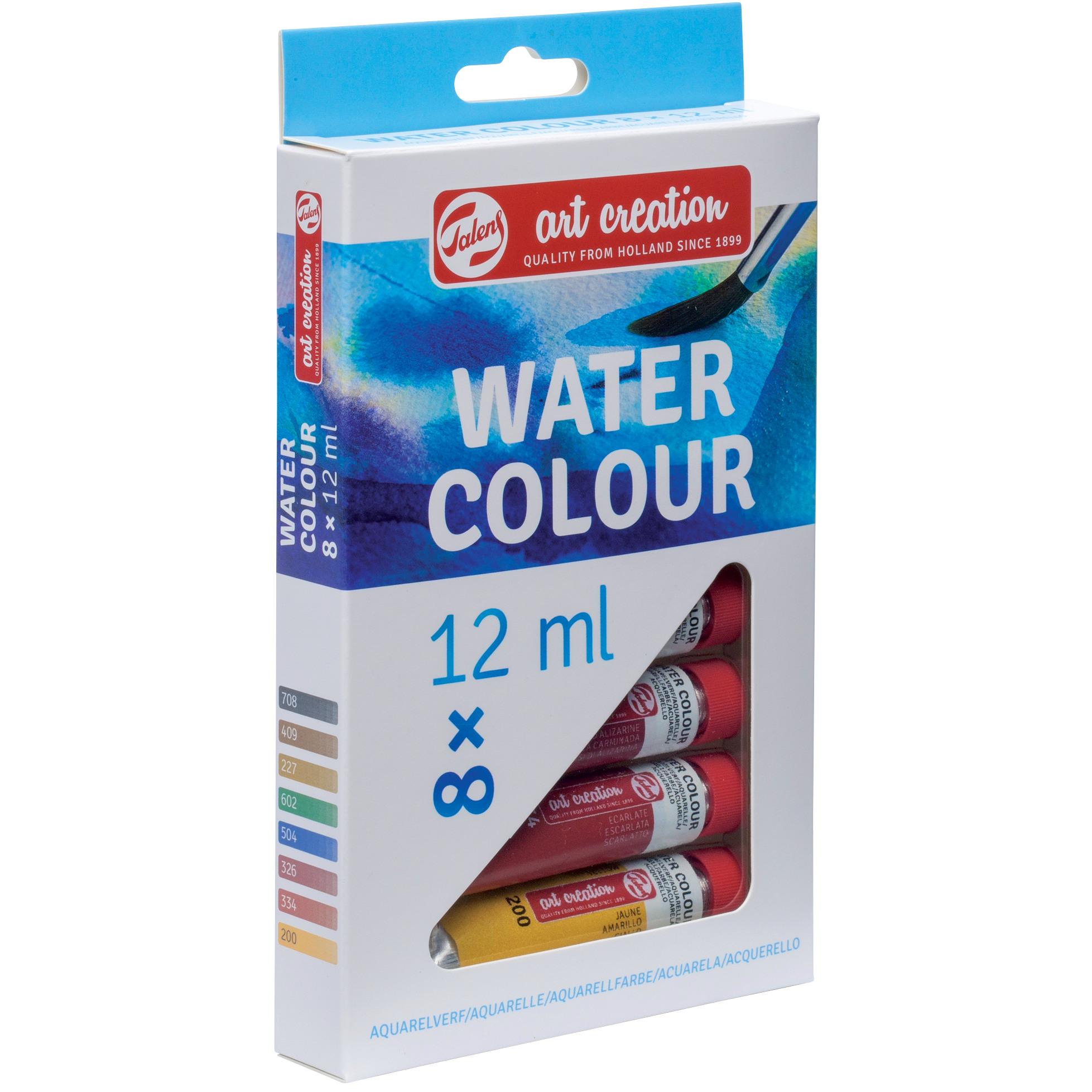 Talens: Set Colore + Vernice per Acquerello 8x12ml (Multicolore, 12 ml)