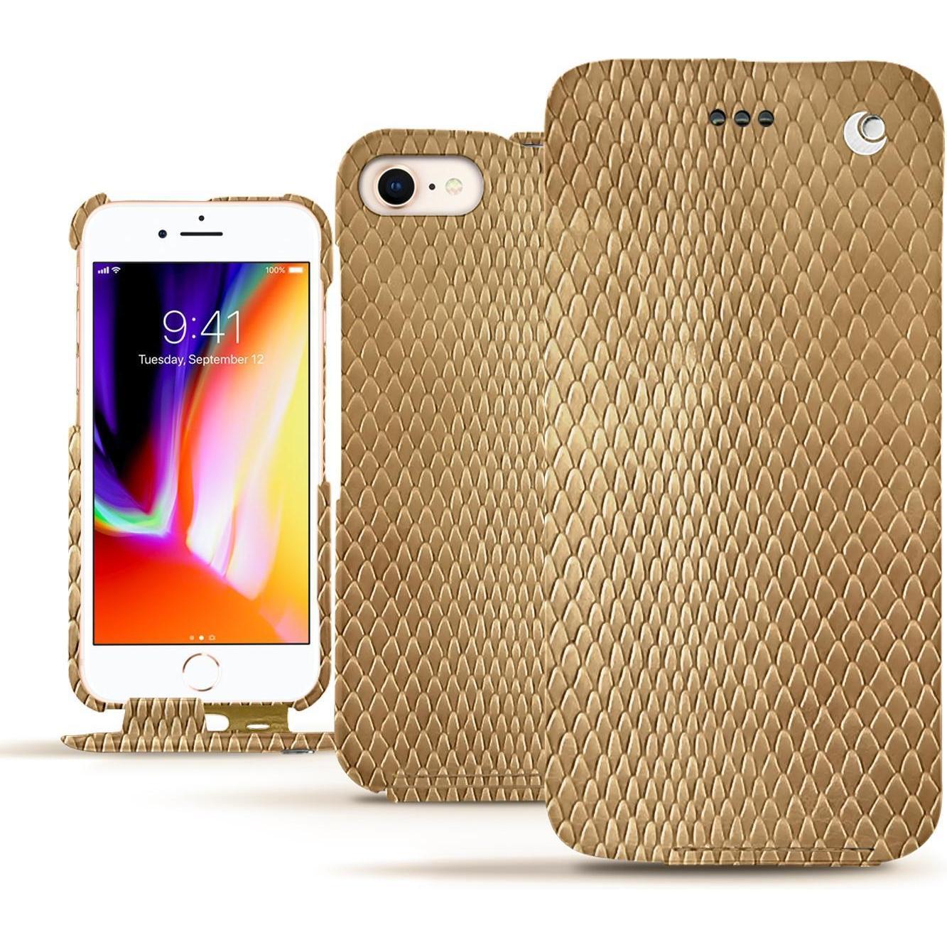 Noreve Lederschutzhülle vertikal (Apple iPhone 8), Smartphone Hülle, Beige
