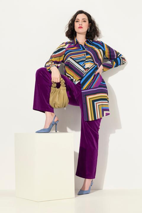 Immagine prodotto Ulla Popken Blusa dal taglio lungo e svasato con stampa grafica, collo da camicia e maniche lunghe (42, 44)