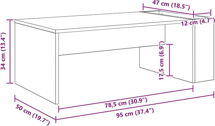 Immagine prodotto vidaXL Couchtisch (95 x 50 x 34 cm)